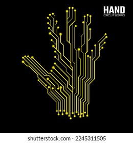 Abstract hand of circuit board, technology concept. Vector illustration