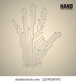 Resumen mano de la placa de circuito, concepto de tecnología. Ilustración del vector