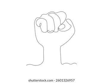 Abstract hand clenched into a fist, continuous single one line art hand drawing sketch logo