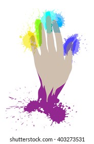 Abstract hand with colorful splashes