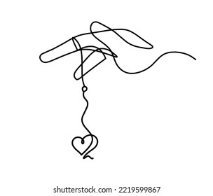  Abstract hand control as line drawing on white background	.Vector