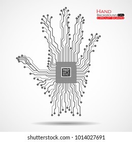 Abstrakte Hand. Cpu.Schalttafel. Vektorgrafik. EPS10