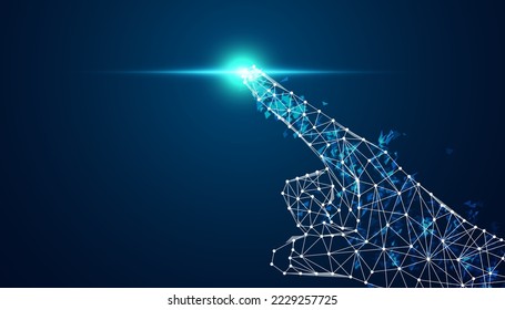 Abstract Hand Digital Wireframe Pointing Concept Digital Technology Business Success