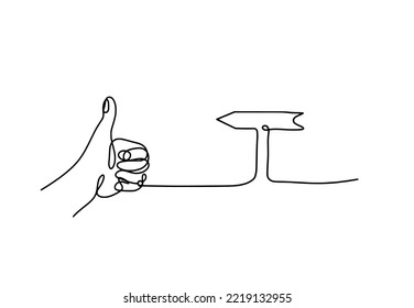  Resumen mano con dirección como dibujo de línea sobre fondo blanco.Vector