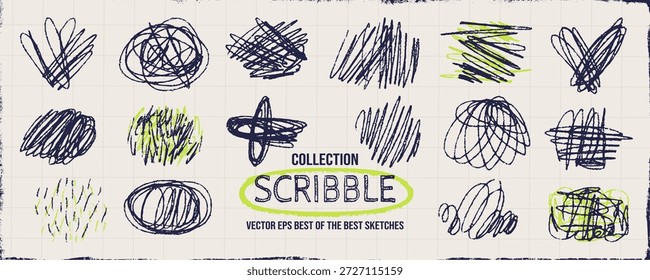 Abstrato mão doodle textura bagunçada com rabiscos de caneta editáveis e rascunho lápis. Elementos de interface do usuário do aplicativo móvel projetados com uma textura raspadinha de caneta confusa distinta.