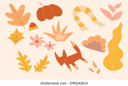 abstract hand draw autumn set.