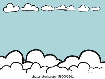 abstract hand draw doodle sketch sky background , vector, illustration, cartoon style, copy space for text