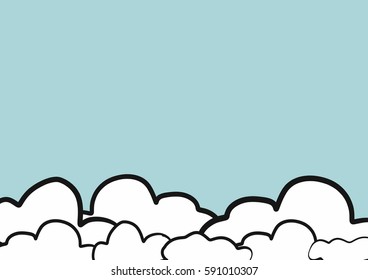 abstract hand draw doodle sketch sky background , vector, illustration, cartoon style, copy space for text