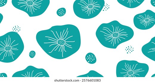 Abstract hand draw flower pattern beautifully floral green color, seamless designs on textiles, clothing, gift wrapping, banners, home decor, abstract backgrounds. Vector illustration.