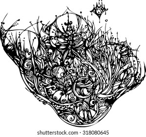 abstract hand draw of imagination line art 