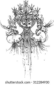 abstract hand draw of mask line art
