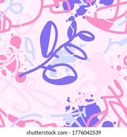 Abstract hand draw nature patterns on the seamless background.