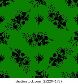 Abstract Hand Draw seamless Two Color Flowers and Leaves Seamless Vector Pattern Isolated Background Seamless vector floral pattern in Hawaiian style with big flower. Silhouette big flower design