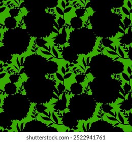 Abstract Hand Draw seamless Two Color Flowers and Leaves Seamless Vector Pattern Isolated Background Seamless vector floral pattern in Hawaiian style with big flower. Silhouette big flower design