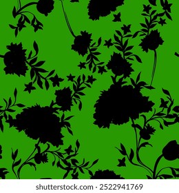 Dibujar a mano Abstractas sin fisuras Patrón de Vector sin fisuras de dos colores y hojas Fondo aislado Patrón floral de Vector sin fisuras en estilo hawaiano con flor grande. Silueta de diseño de flores grandes