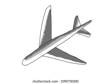 abstract hand draw sketch doodle plane icon isolate on white background, vector, illustration
