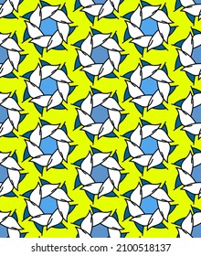 Abstract Hand Drawing 70s Geometric Retro Flower Shapes Seamless Vector Pattern Isolated Background