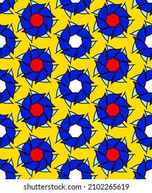Abstract Hand Drawing 70s Geometric Retro Flower Shapes Seamless Vector Pattern Isolated Background