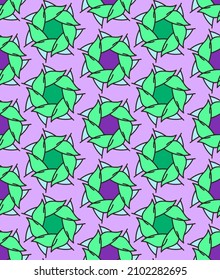 Abstract Hand Drawing 70s Geometric Retro Flower Shapes Seamless Vector Pattern Isolated Background