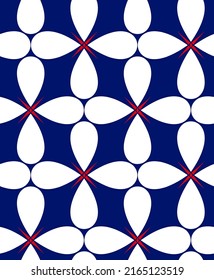 Abstract Hand Drawing 70s Geometric Retro Tile Flowers and Leaves Seamless Vector Pattern Isolated Background 