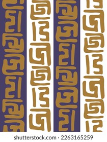 Resumen De Mano Dibujando Símbolos Étnicos Antiguos Formas Geométricas Maze Borde Vertical Atrapa Patrón Vector Sin Marea Fondo Aislado