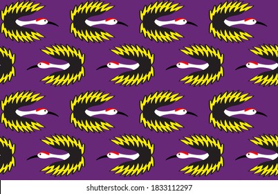 Abstract Hand Drawing Art Deco Japanese Cranes Repeating Vector Pattern Isolated Background