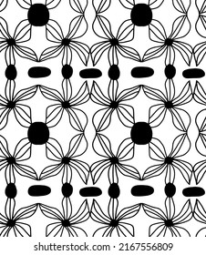 Abstrakte Handzeichnung Art Deco Geometrische Spitze Streifen Hibiskus Blumen Nahtlose Vintage Vektormuster einzeln auf Hintergrund