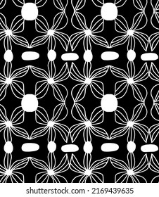 Resumen Dibujo A Mano Art Deco Geométrico Lace Rastreado Hibiscus Flores Seamless Vintage Patrón Vector Aislado Fondo