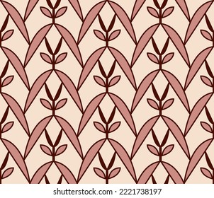 Abstrakte Handzeichnung Art Deco Tile Geometrische Tulpen und Blätter Nahtlose Vektormuster einzeln auf Hintergrund 