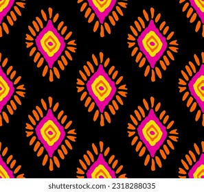 Abstract Hand Drawing Aztec Bohemian Ethnic Geometric Shapes Seamless Vector Pattern Isolated Background