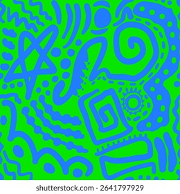 Abstract Hand Drawing Aztec Bohemian Ethnic Traditional Geometric Shapes Seamless Vector Pattern Isolated Background