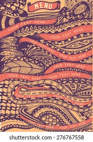 Abstract hand drawing background. Doodles. Space for text. Menu.