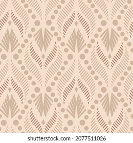 Abstract Hand Drawing Baroque Ethnic Oriental Geometric Leaves Dots Seamless Vector Pattern Isolated Background