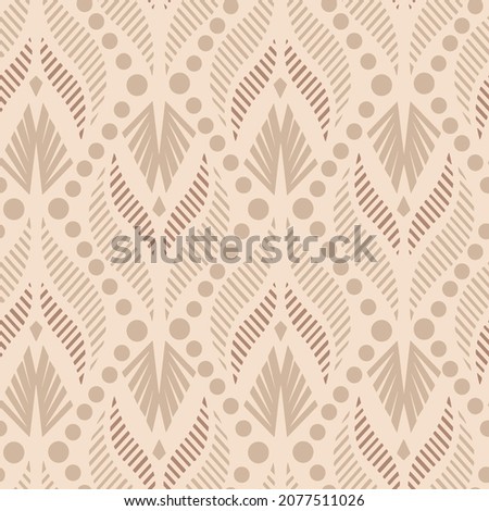 Abstract Hand Drawing Baroque Ethnic Oriental Geometric Leaves Dots Seamless Vector Pattern Isolated Background