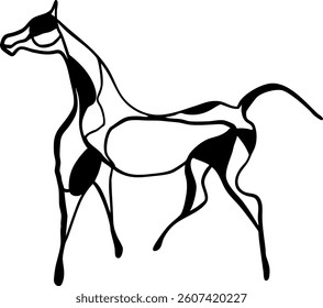 Abstract Hand Drawing Black Minimal Horse Figure Logo Tattoo Design Material Placement Print Vector Pattern Isolated White Background