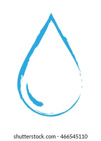 abstract hand drawing blue water drop on white background