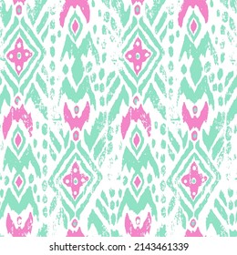 Abstract Hand Drawing Bohemian Ethnic Folk Ikat Tribal Geometric Shapes Seamless Vector Pattern Isolated Background