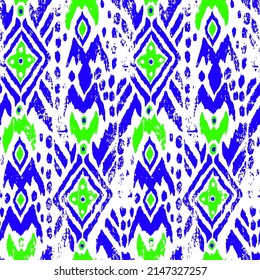 Abstract Hand Drawing Bohemian Ethnic Folk Ikat Tribal Geometric Shapes Seamless Vector Pattern Isolated Background