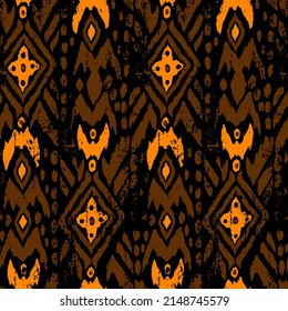 Abstract Hand Drawing Bohemian Ethnic Folk Ikat Tribal Geometric Shapes Seamless Vector Pattern Isolated Background