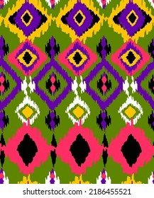 Abstract Hand Drawing Bohemian Ikat Ethnic Tribal Geometric Shapes Seamless Vector Pattern Isolated Background