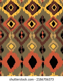 Resumen Mano Dibujar Ikat Bohemiano Étnico Tribal Formas Geométricas Patrón Vector sin Margen Fondo Aislado