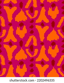 Abstract Hand Drawing Bohemian Ikat Ethnic Tribal Leopard Animal Skin Geometric Shapes Seamless Vector Pattern Isolated Background