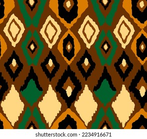 Resumen Mano Dibujar Ikat Bohemiano Étnico Tribal Formas Geométricas Patrón Vector sin Margen Fondo Aislado