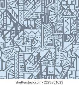 Abstract Hand Drawing Bohemian Ikat Ethnic Tribal Geometric Shapes Seamless Vector Pattern Isolated Background