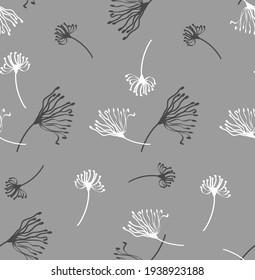 Abstract Hand Drawing Branches and Leaves Seamless Vector Pattern Isolated Background