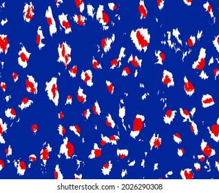 Abstract Hand Drawing Brush Strokes Leopard Cheetah Animal Skin Seamless Vector Pattern Isolated Background
