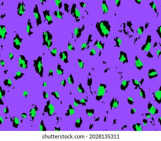 Abstract Hand Drawing Brush Strokes Leopard Cheetah Animal Skin Seamless Vector Pattern Isolated Background