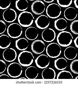 Abstract Hand Drawing Brush Strokes Circles Seamless Vector Upholstery Pattern Isolated Background