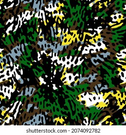 Abstract Hand Drawing Butterfly Wings Leopard Animal Skin Shapes Seamless Vector Camouflage Pattern Isolated Background