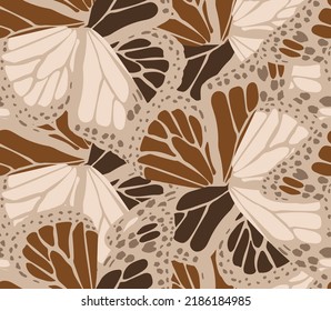 Abstract Hand Drawing Butterfly Wings Seamless Vector Pattern Colorful Background